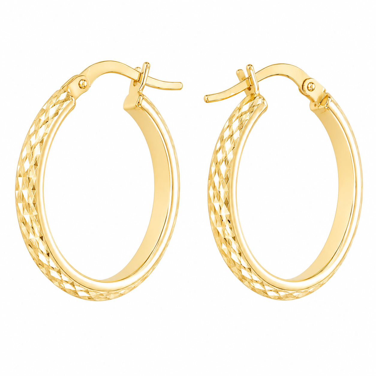 9ct Yellow Gold Diamond Cut Hoop Earrings – 20mm