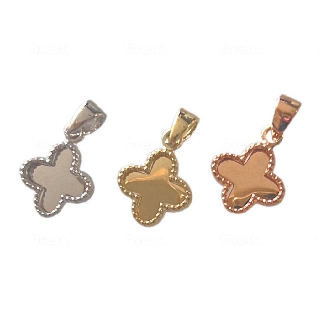CLOVER PENDANT IN 9KT YELLOW GOLD, WHITE GOLD AND ROSE GOLD