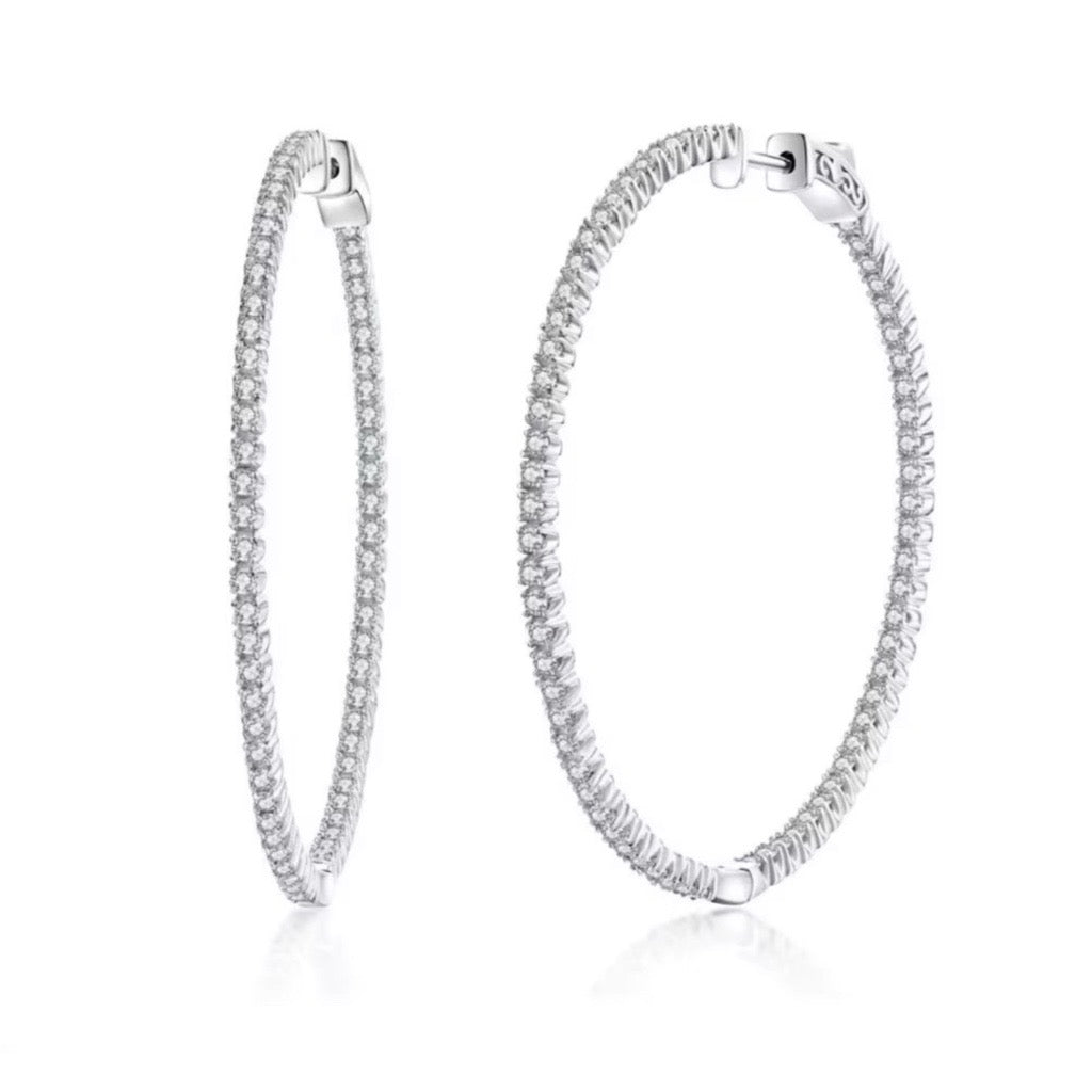 Dazzling Hoop Earrings 50mm Diameter with cubic zirconias