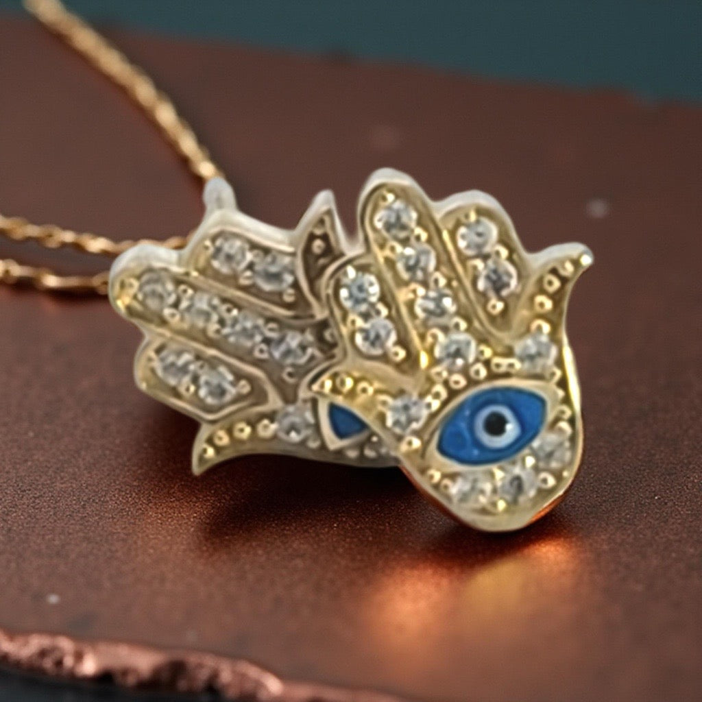 Hamsa Stud Earrings in 9ct Gold