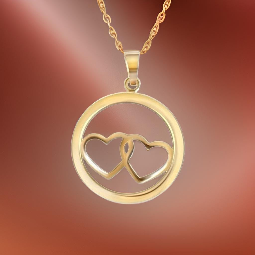 double heart circle pendant 2