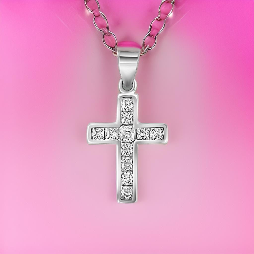 silver cross with cubic zirconias