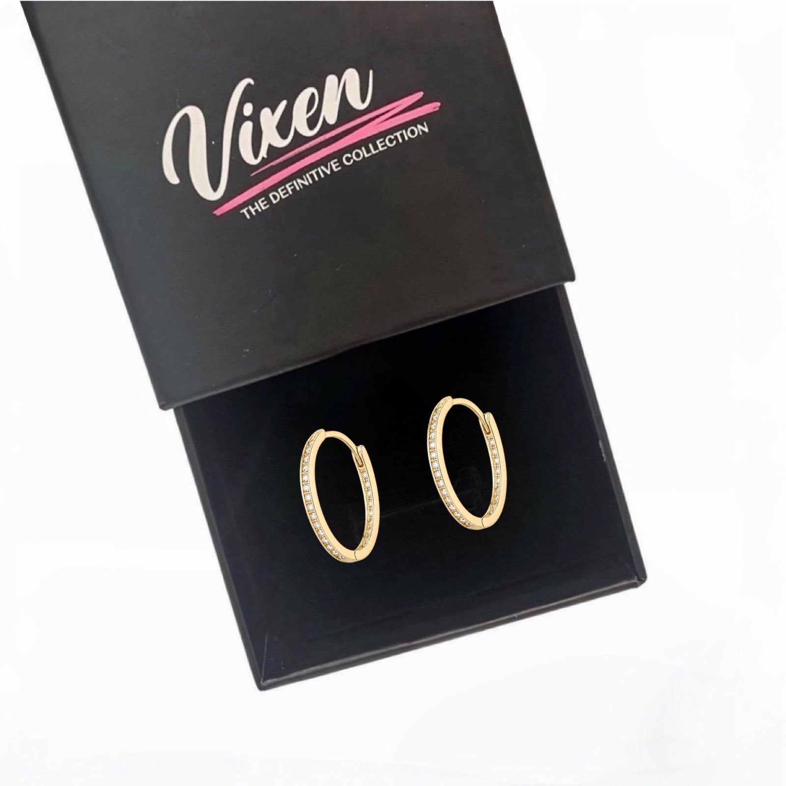 9ct Yellow Gold Oval Hoop Earrings with Cubic Zirconia 14mm x 10mm