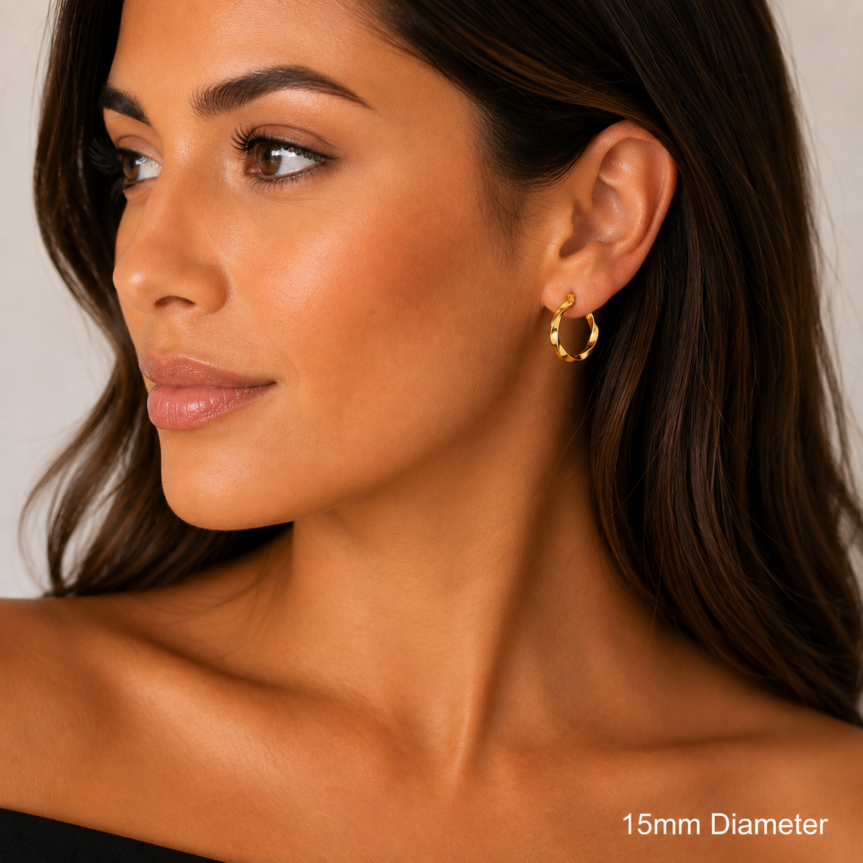 9ct Yellow Gold Twisted Hoop Earrings – 15mm