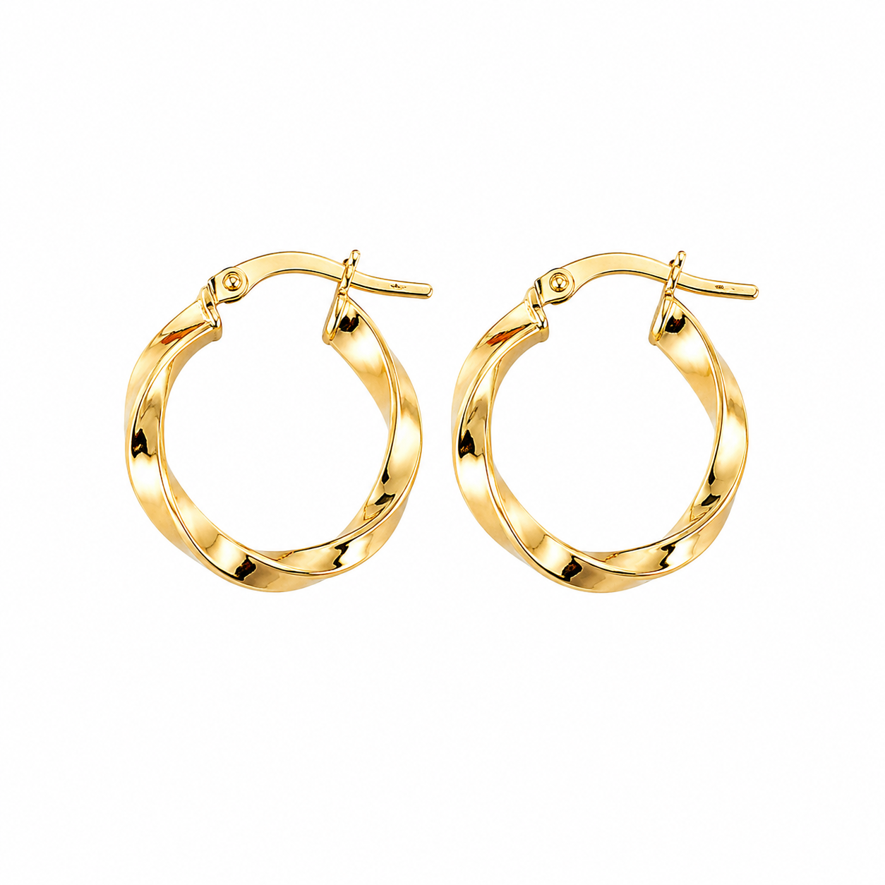 9ct Yellow Gold Twisted Hoop Earrings – 15mm