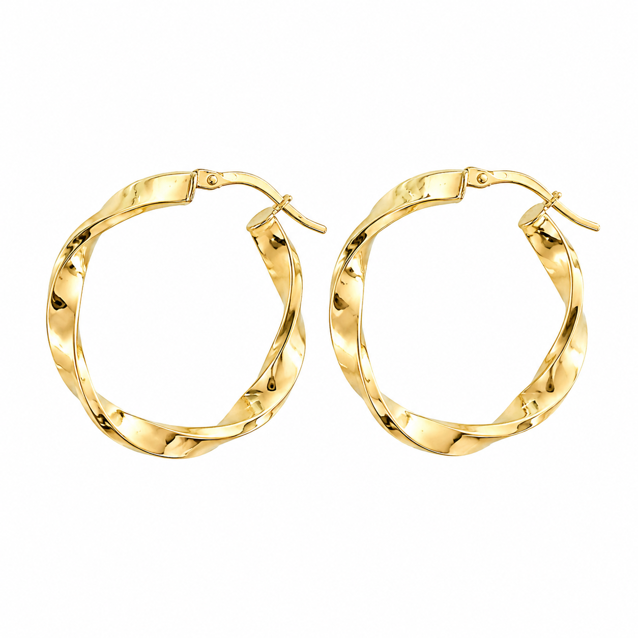9ct Yellow Gold Twisted Hoop Earrings – 20mm