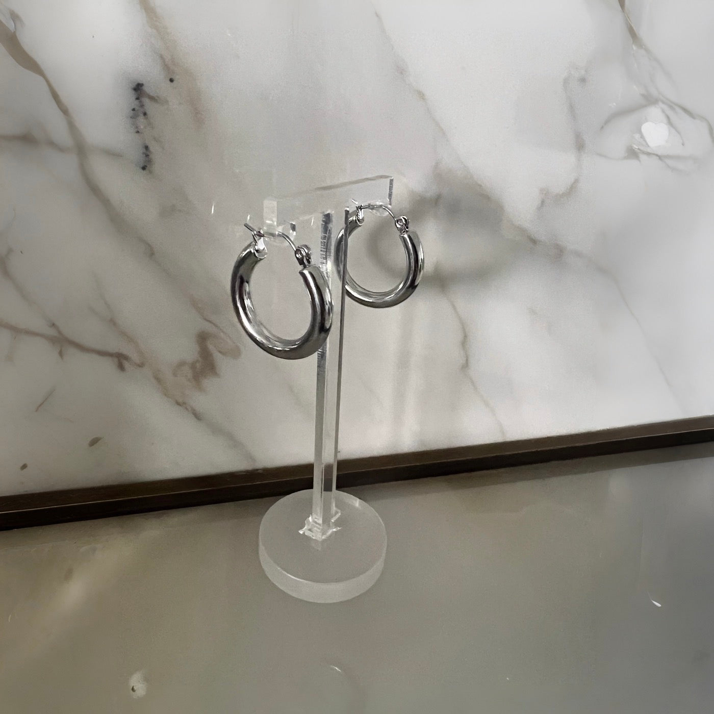 24mm x 4mm Silver Hoop Earrings