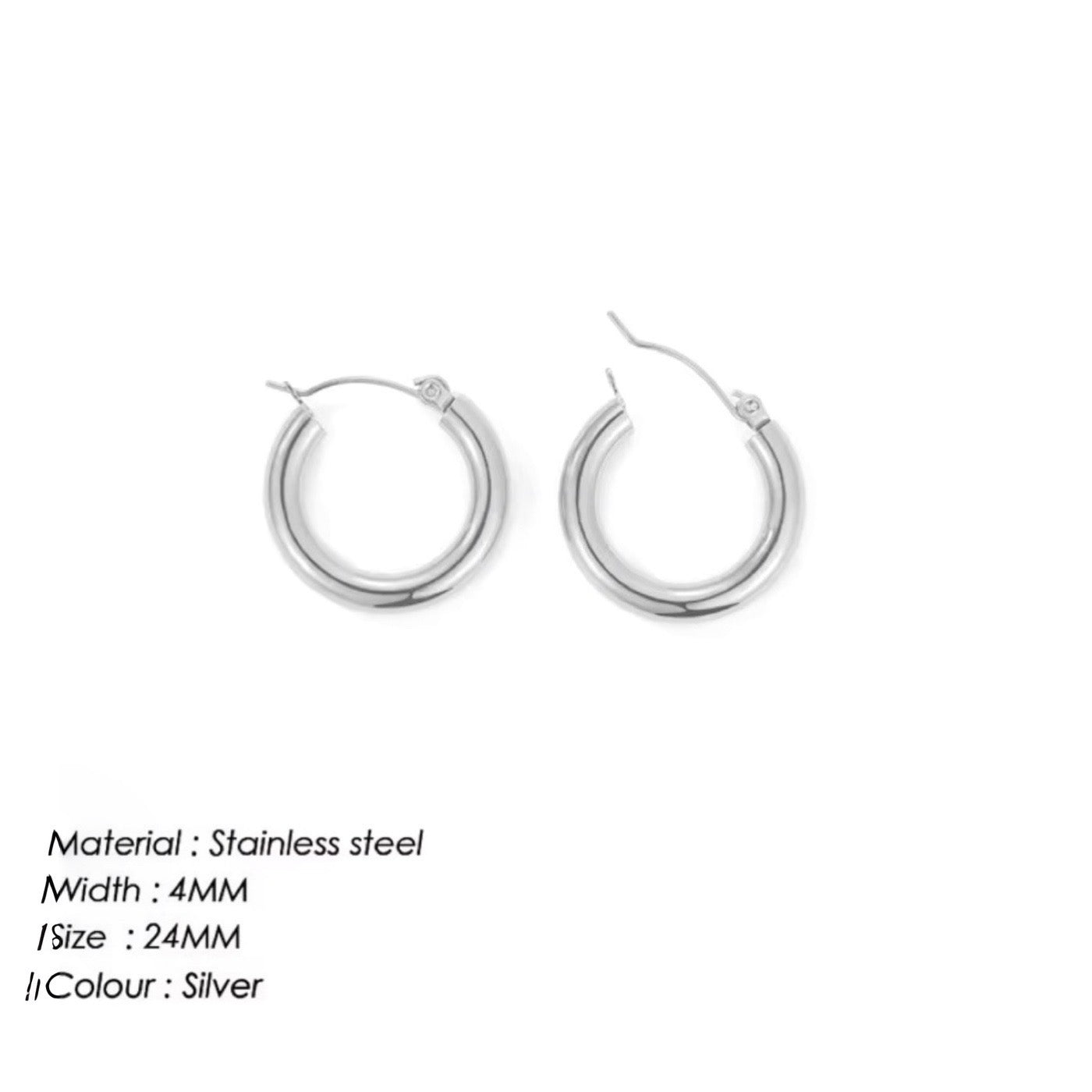 24mm x 4mm Silver Hoop Earrings