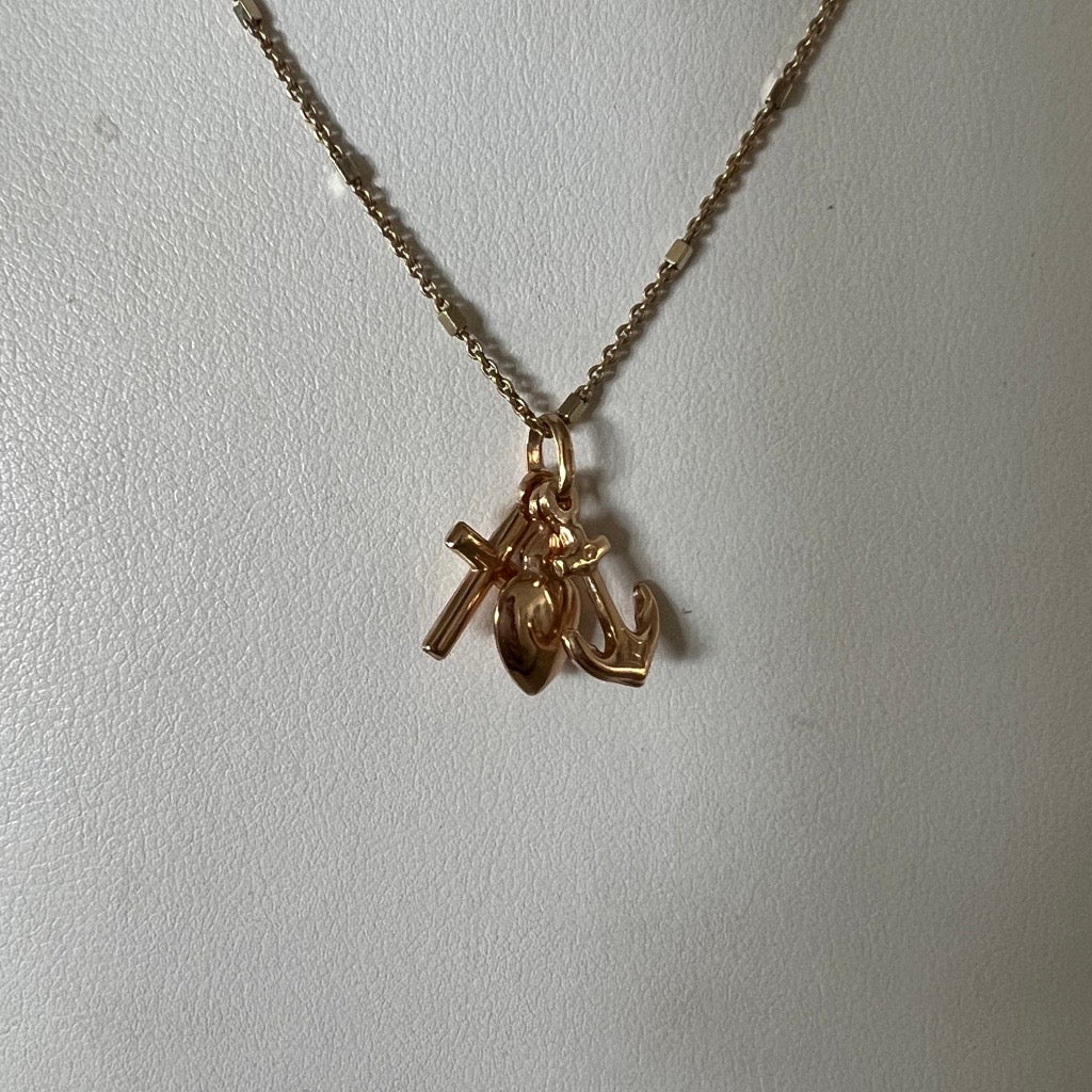 Heart Cross Anchor  Pendant in 9kt Yellow Gold