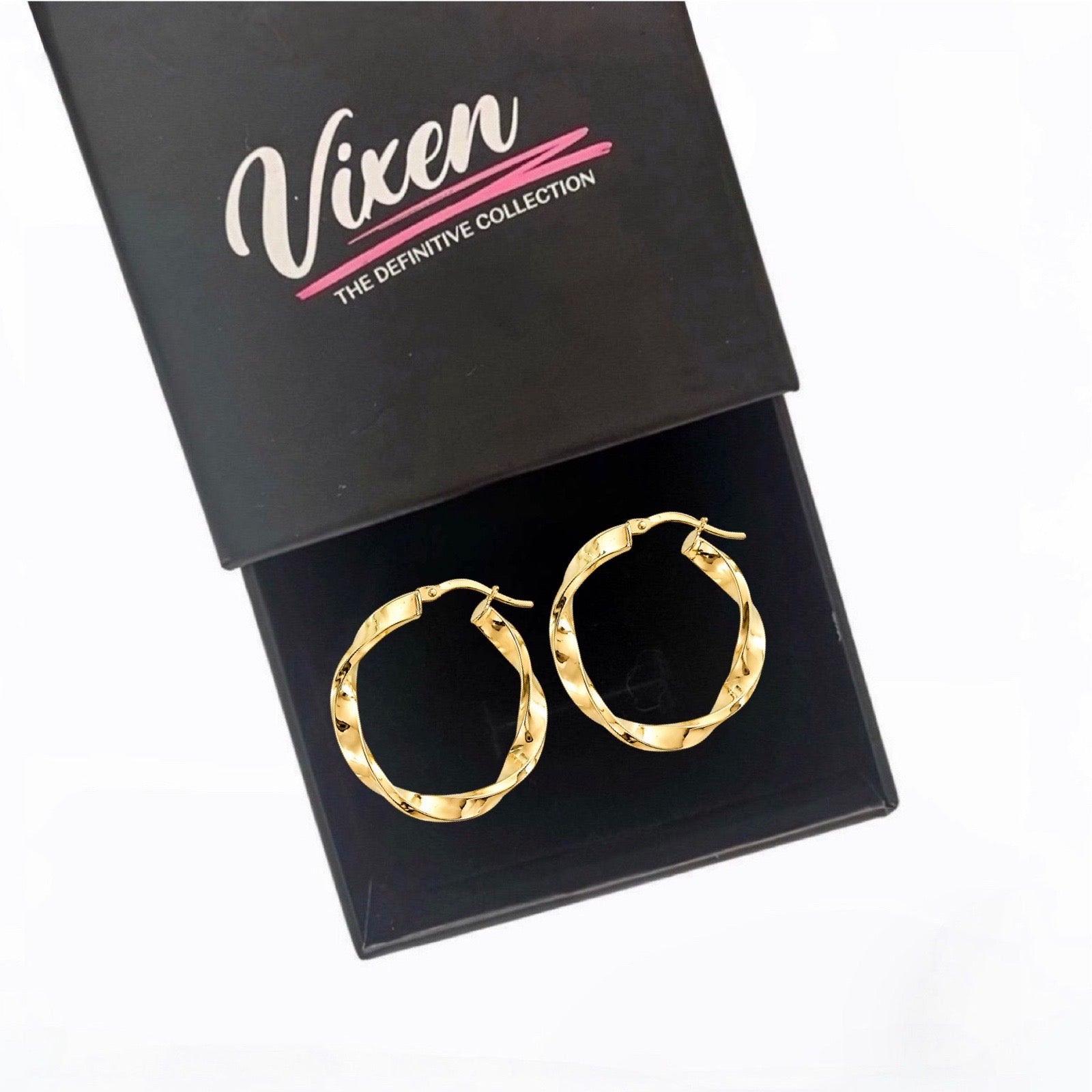 9ct Yellow Gold 30mm Diameter Twisty Hoops