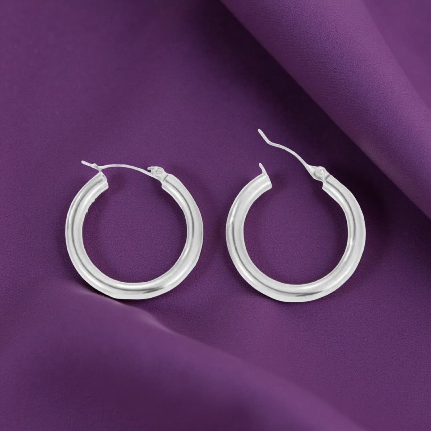 30mm x 4mm Silver Hoop Earrings