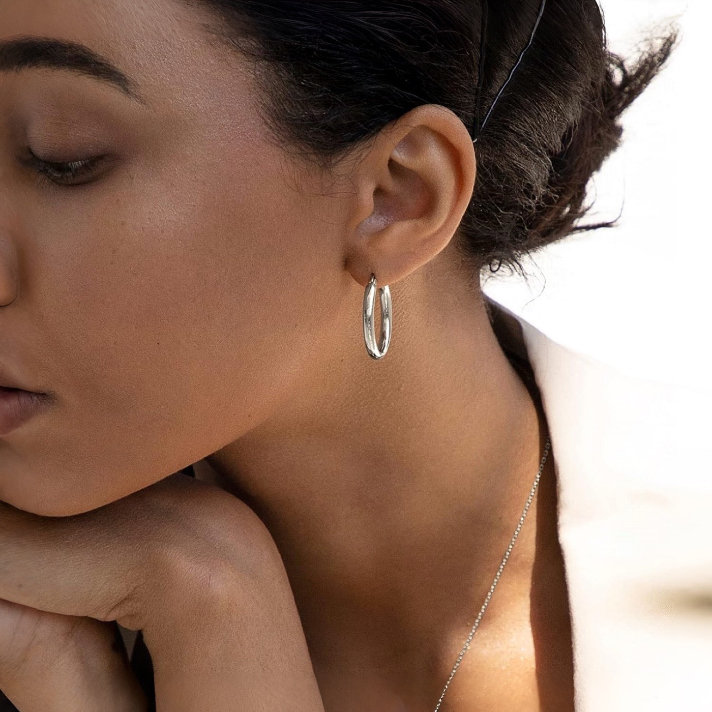 30mm x 4mm Silver Hoop Earrings