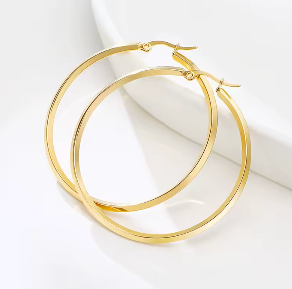 50mm hoop earrings 14k gold plated