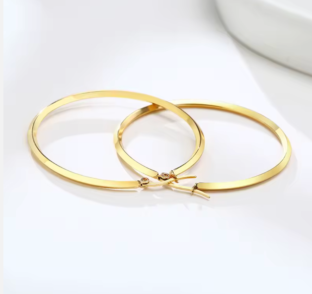 50mm hoop earrings 14k gold plated