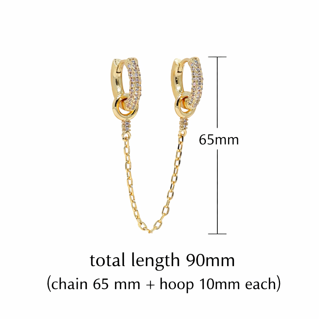 Huggie Chain Drop Earring (90mm) Single