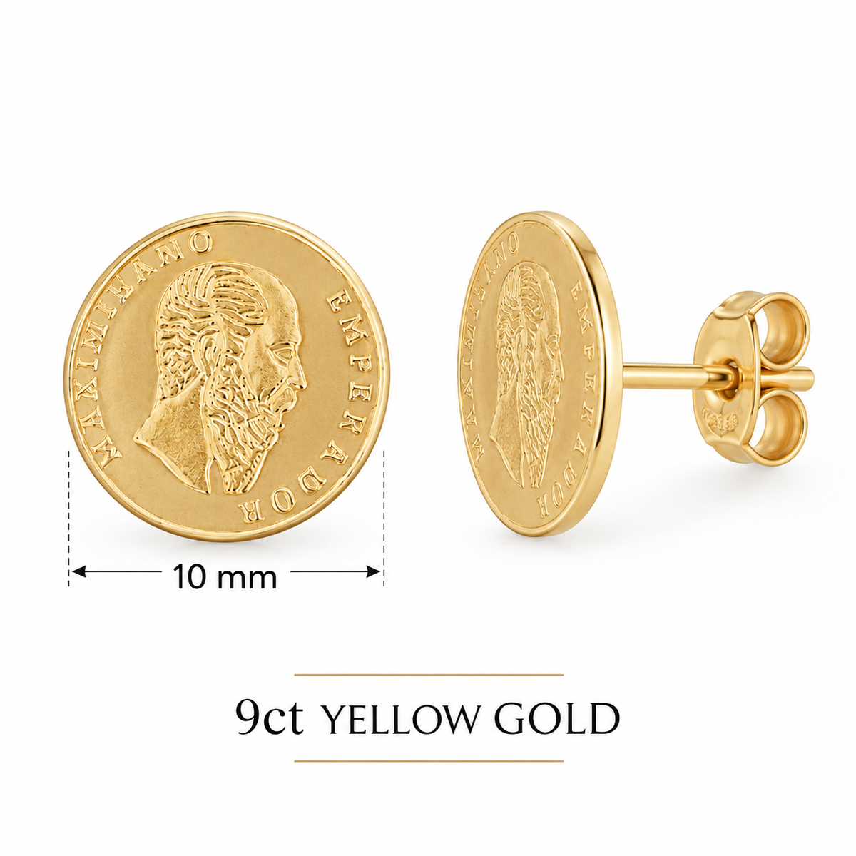 Peso Stud earrings 9ct yellow gold - frameless