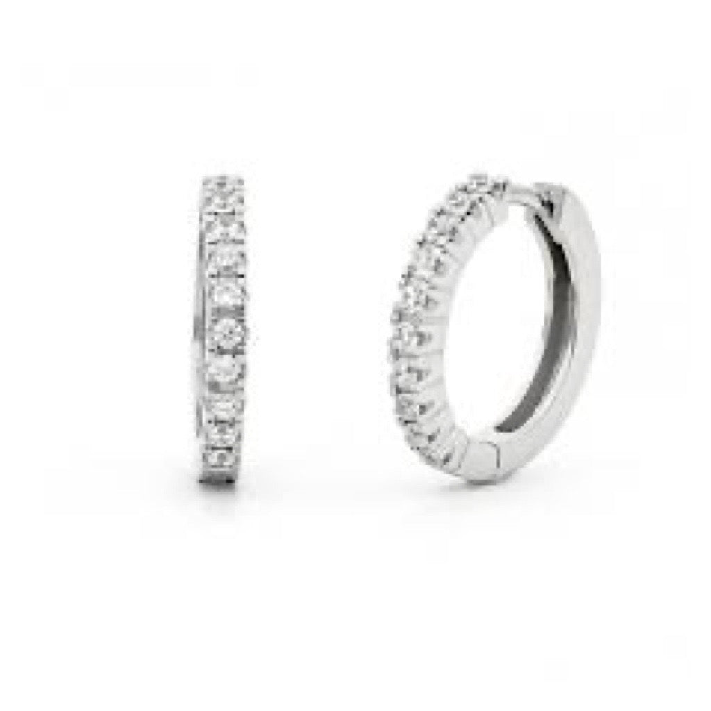 9ct Gold Huggie Earrings in white gold