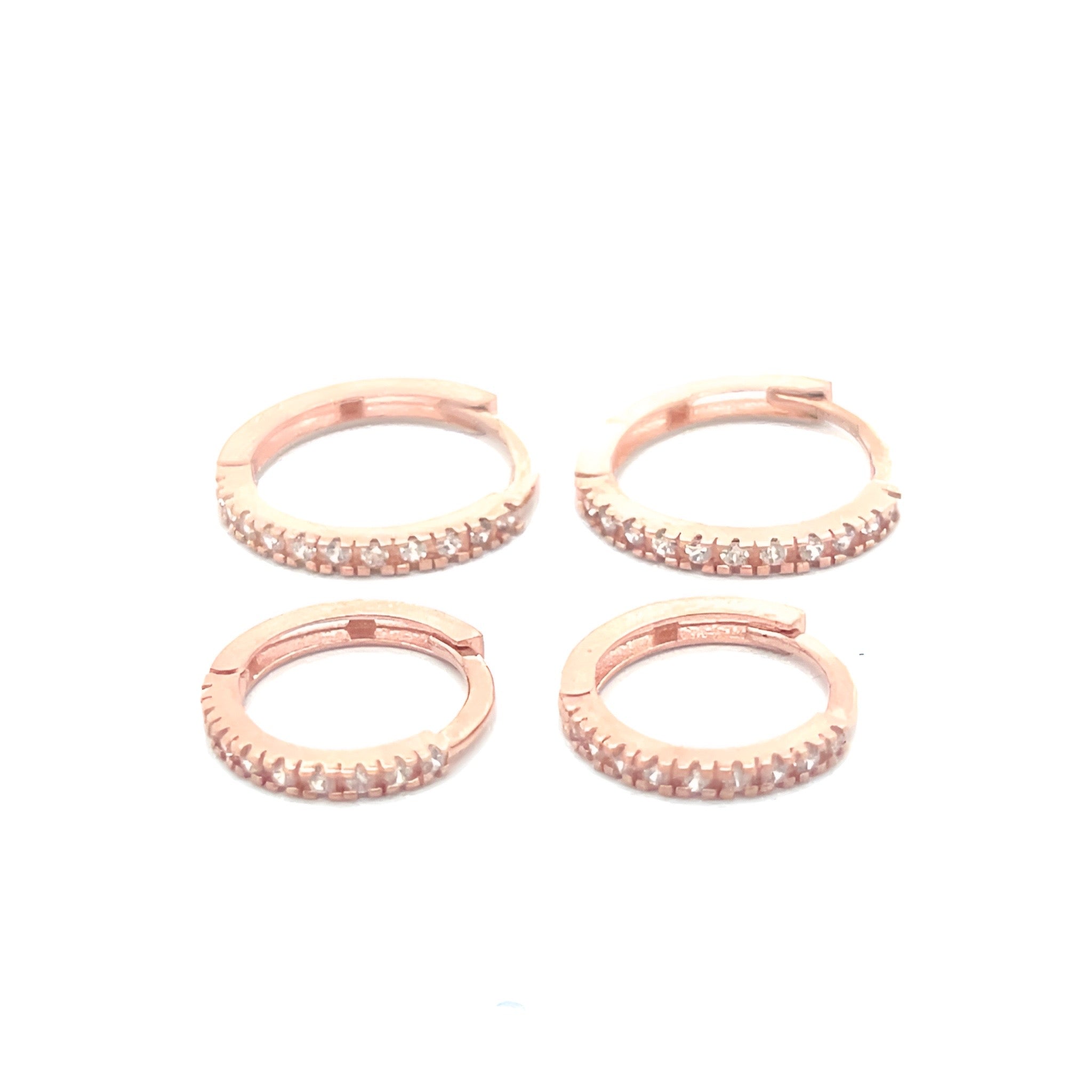 9ct Gold Huggie Earrings in rose gold in two sizes 11mm and 12mm