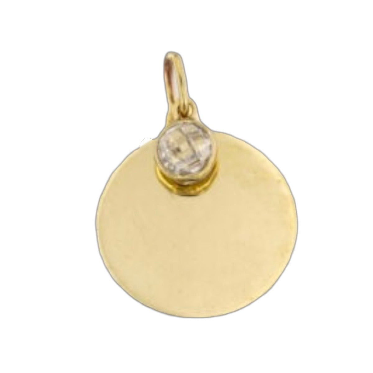 9ct yellow gold disc with cz charm
