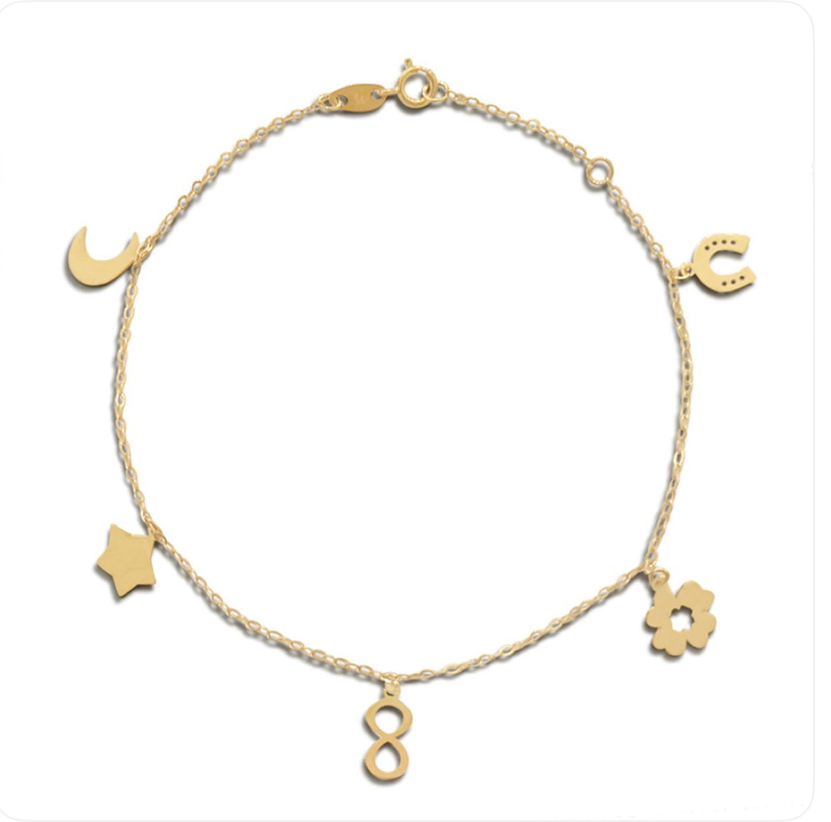 9ct Gold Assorted Charms Bracelet