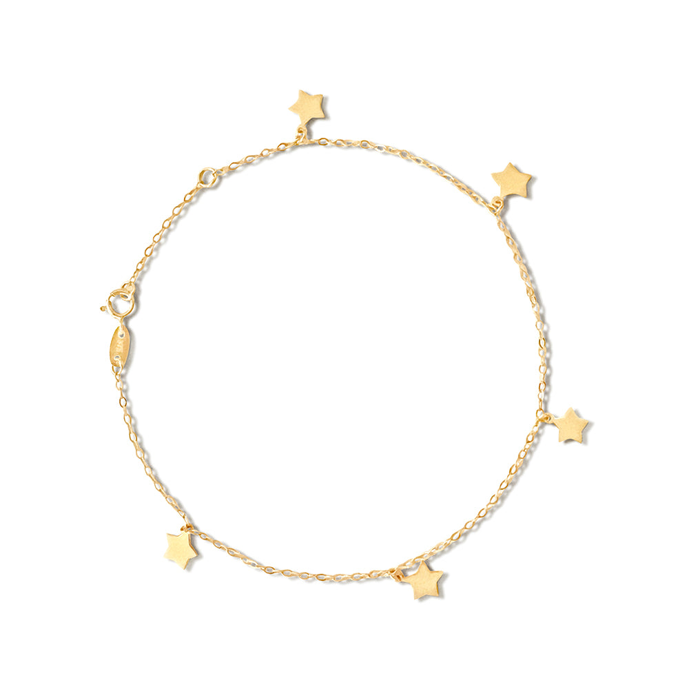 9kt yellow gold bracelet with star charms