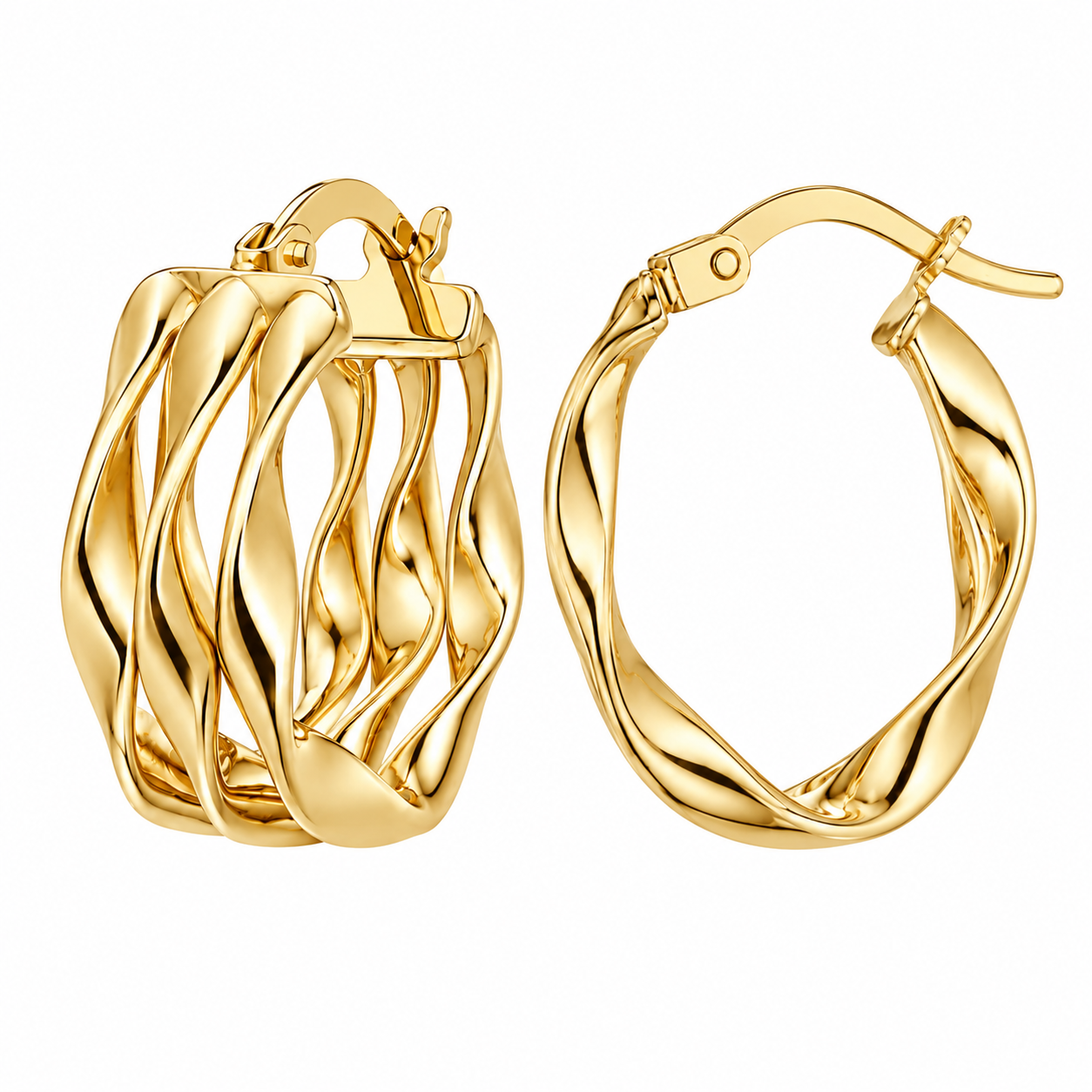 9ct Yellow Gold Twisted Hoop Earrings – Italian Gold Jewellery