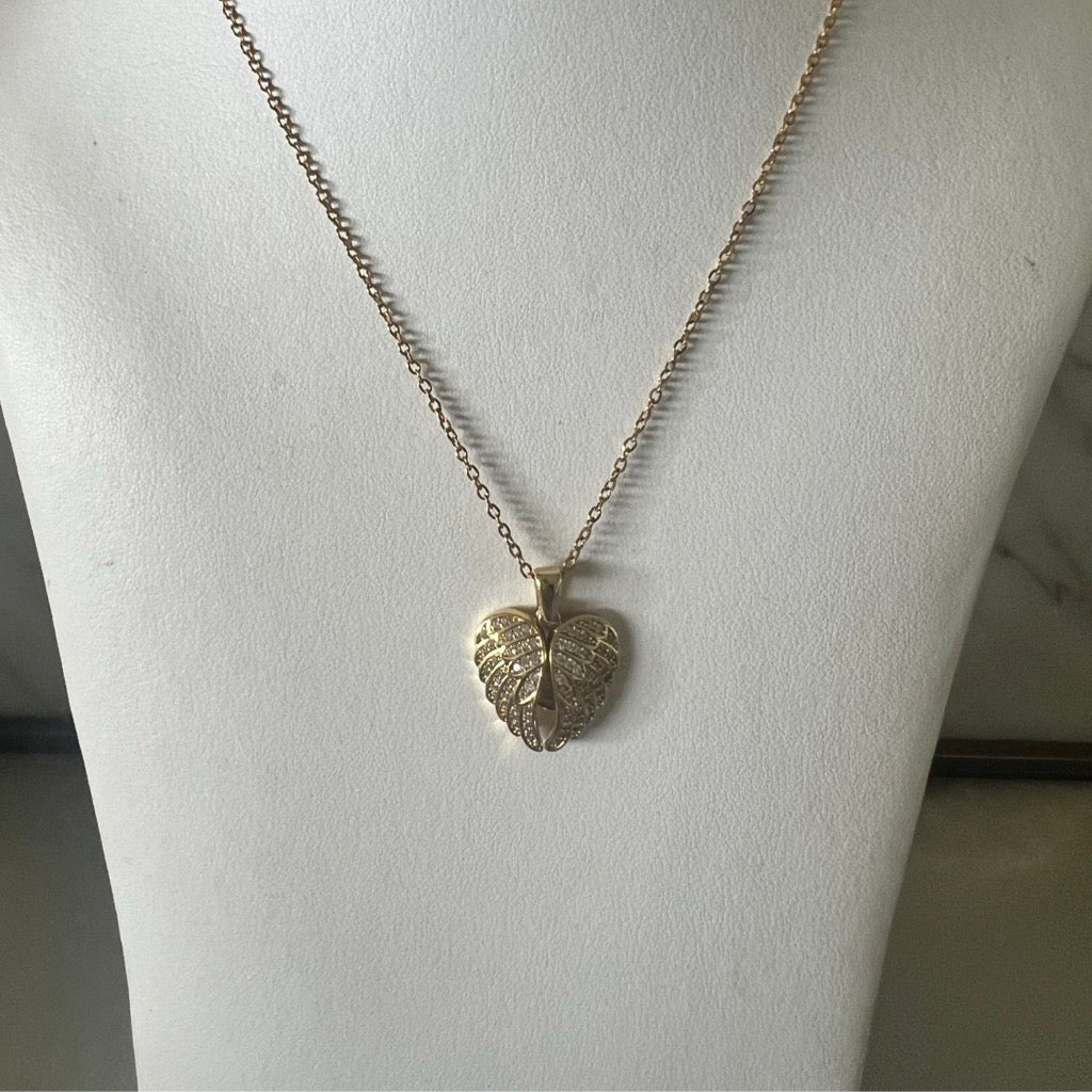 Angel Wings Necklace with embellished wings in cubic zirconias