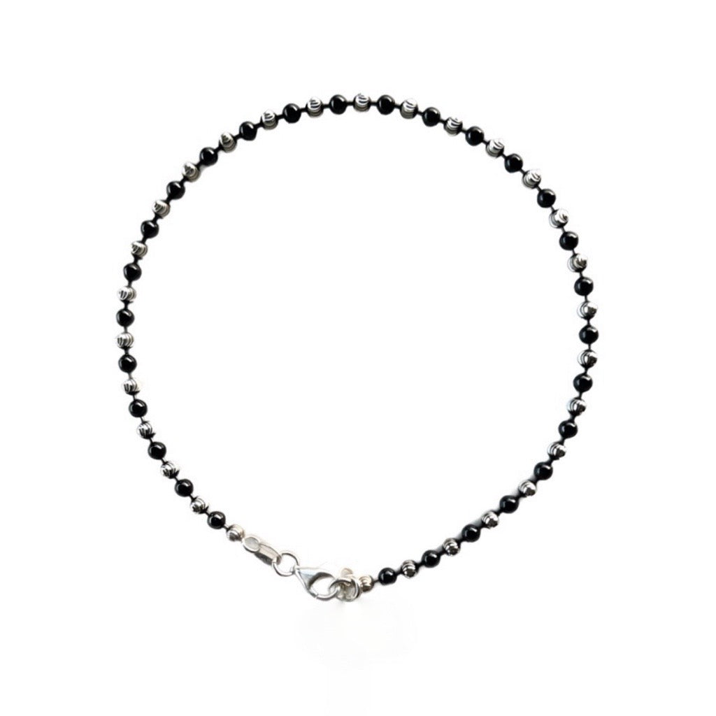 Black and Silver Beaded Ankle Chain
