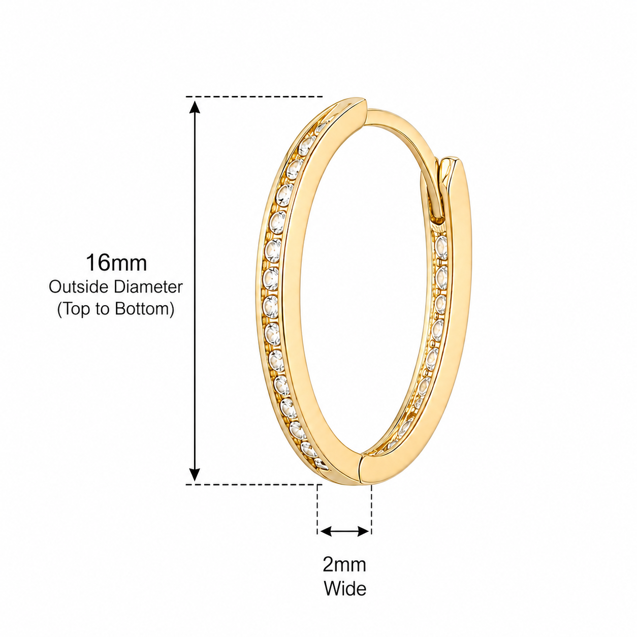 9ct Yellow Gold Oval Hoop Earring 16mm x 10m