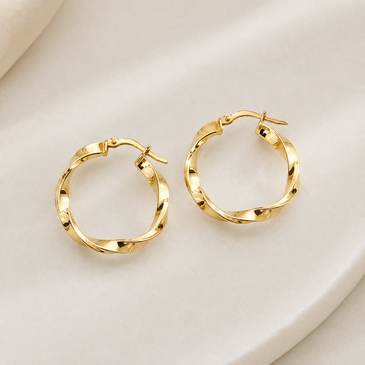9ct Yellow Gold 30mm Diameter Twisty Hoops