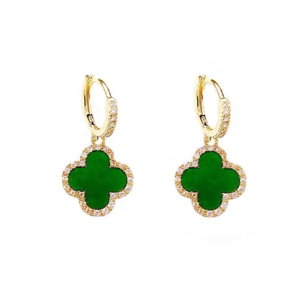 clover earrings green and gold