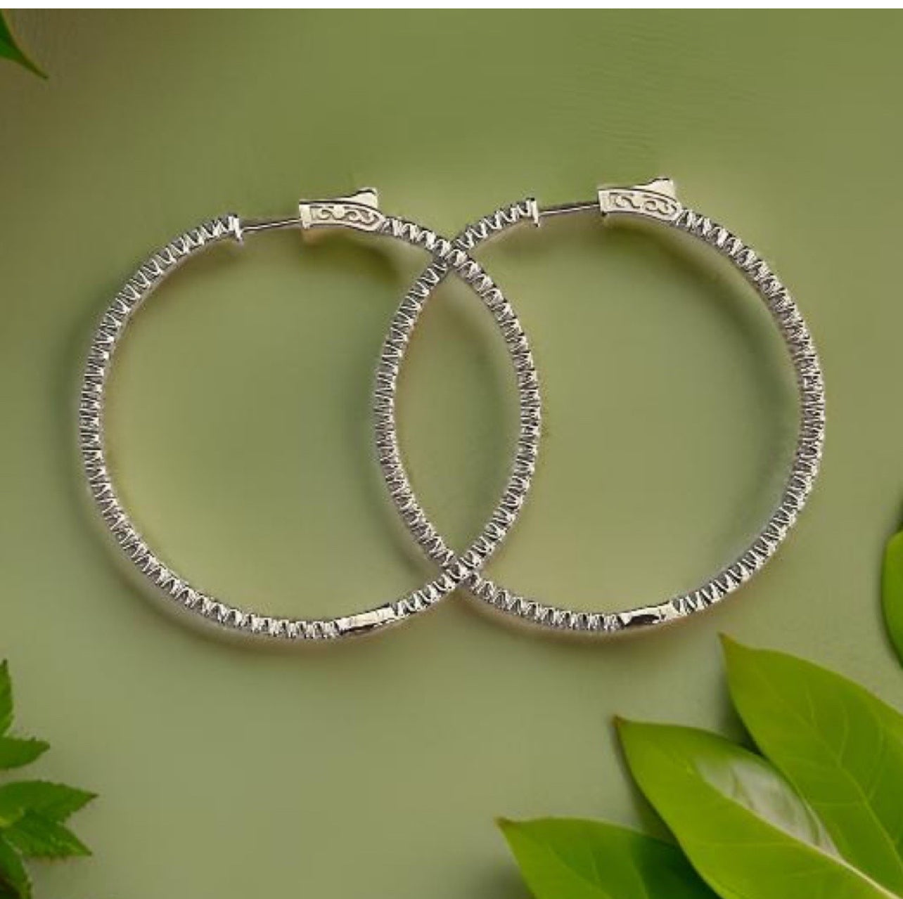 Dazzling Hoop Earrings 50mm Diameter with cubic zirconias 
