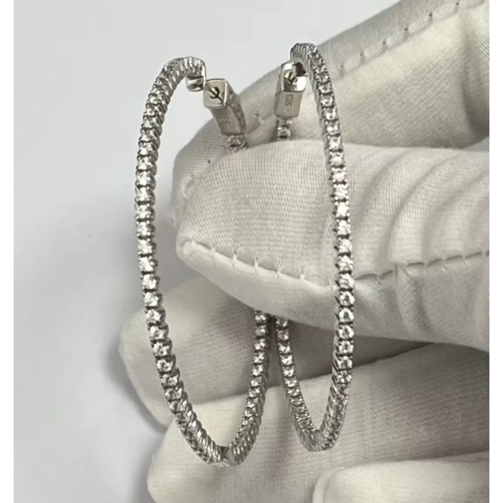 Dazzling Hoop Earrings 50mm Diameter with cubic zirconias 