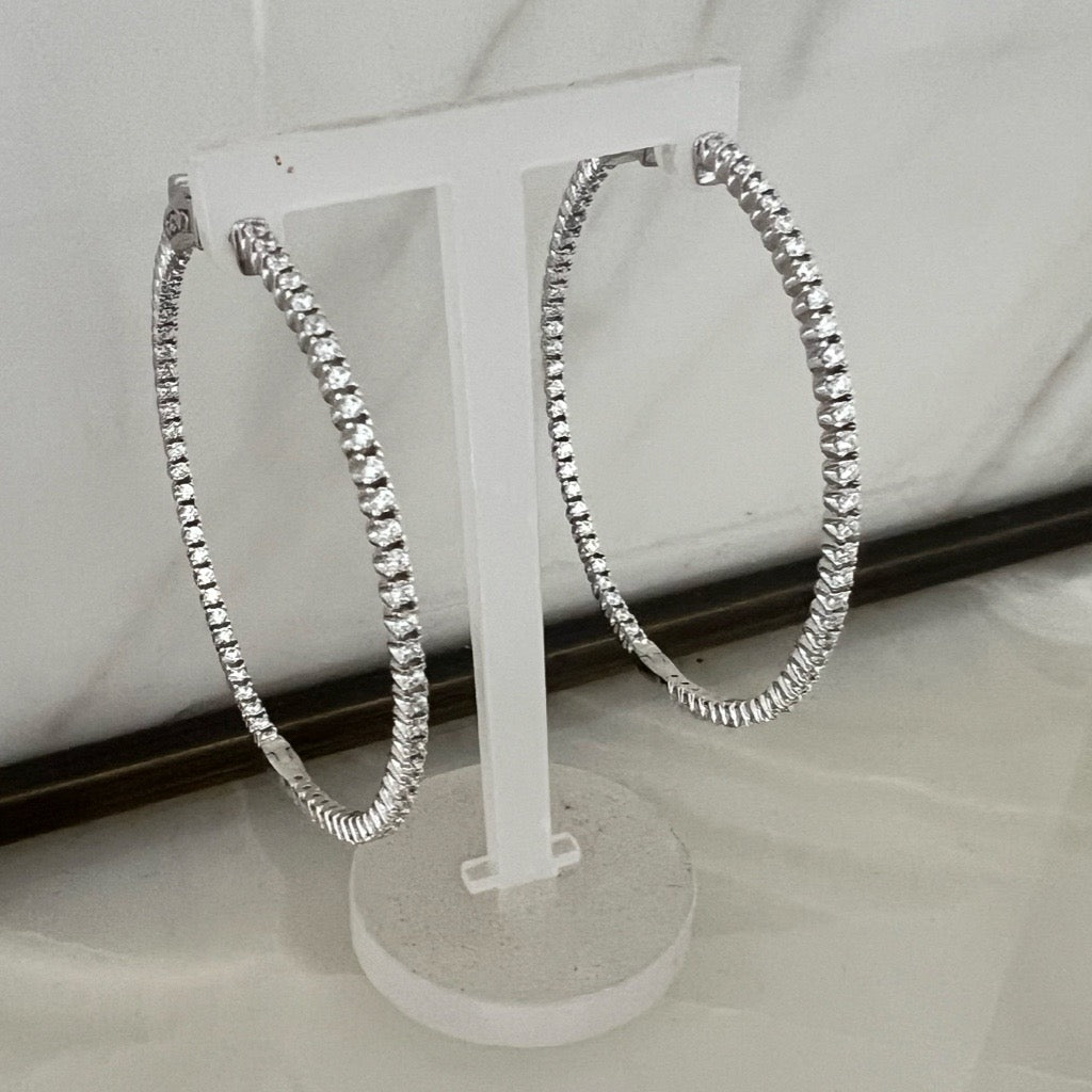 Dazzling Hoop Earrings 50mm Diameter with cubic zirconias 