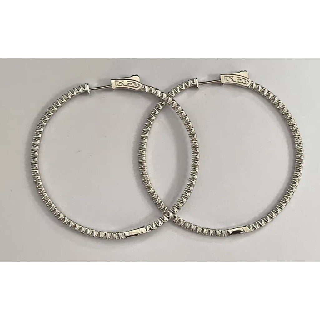 Dazzling Hoop Earrings 50mm Diameter with cubic zirconias 