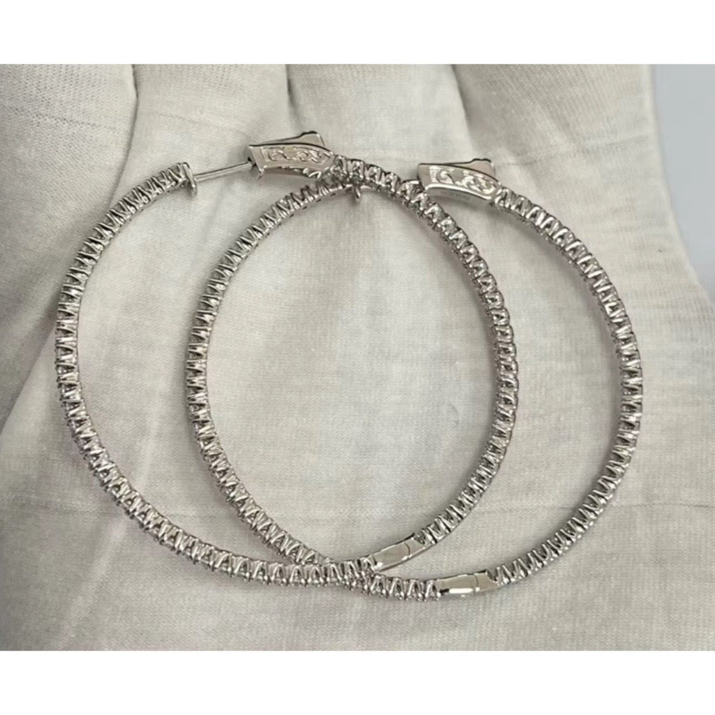 Dazzling Hoop Earrings 50mm Diameter with cubic zirconias 