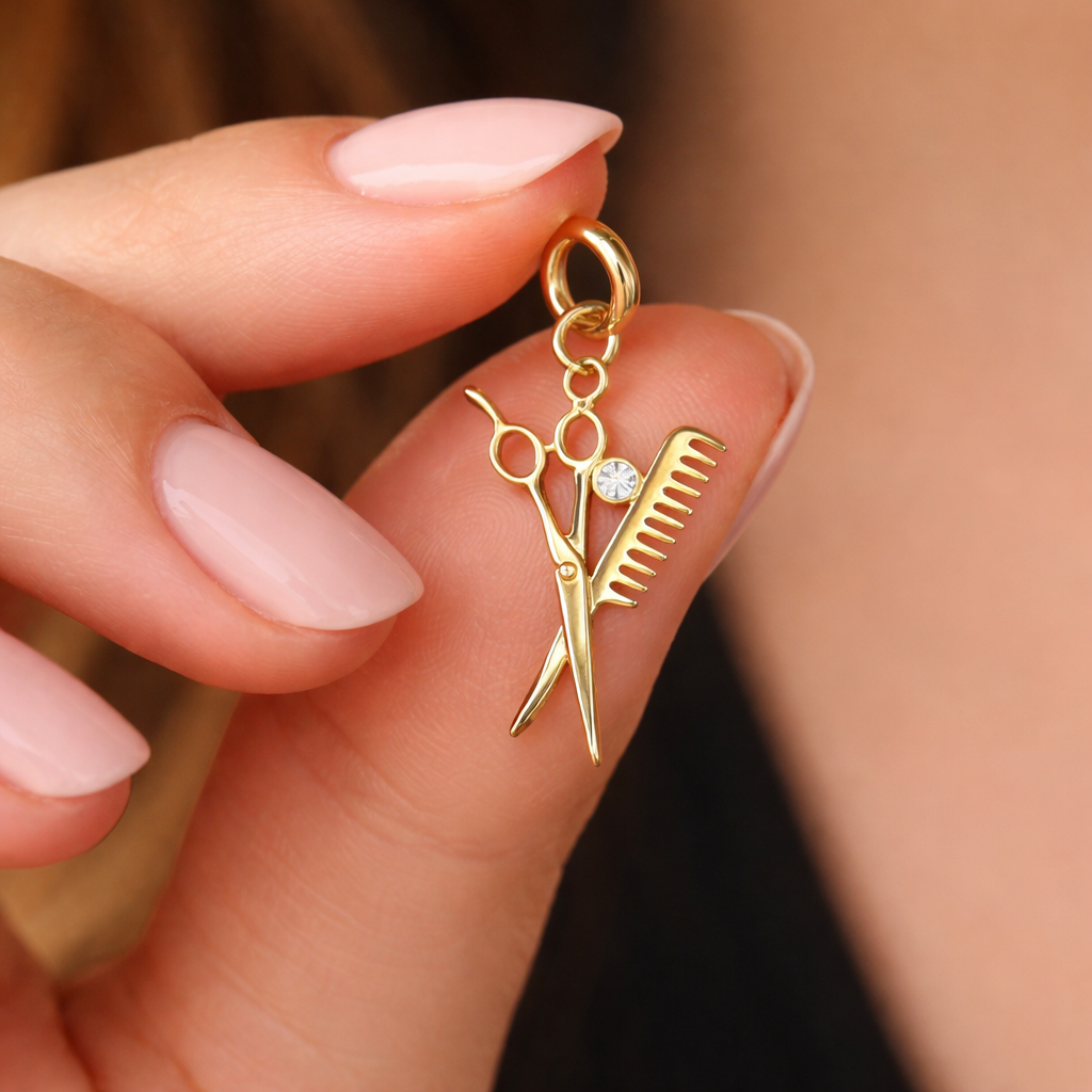 Hairdresser Scissors and Comb Pendant