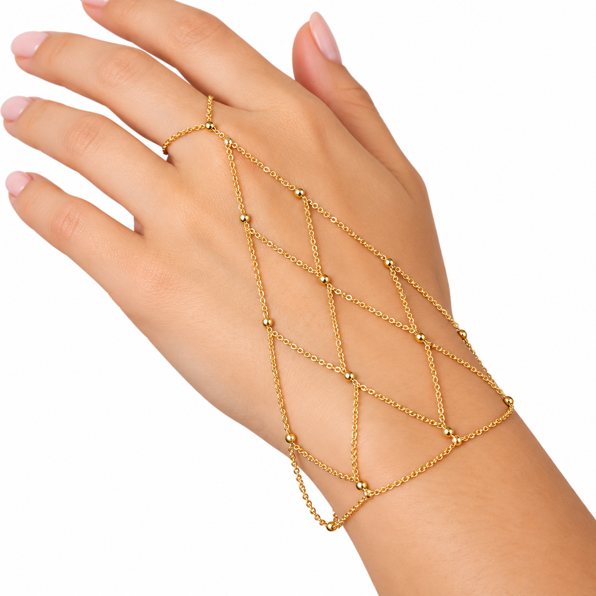 Vixen Gold Plated Diamond Lattice Hand Chain Bracelet
