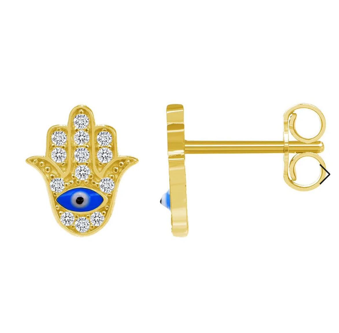 Hamsa Stud Earrings in 9ct Gold
