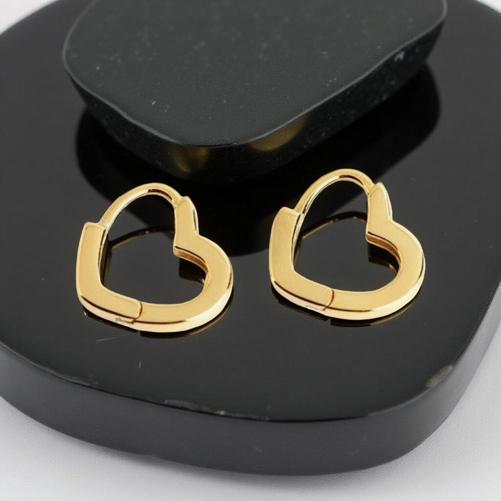 Heart Huggie Earrings in 9ct Yellow Gold
