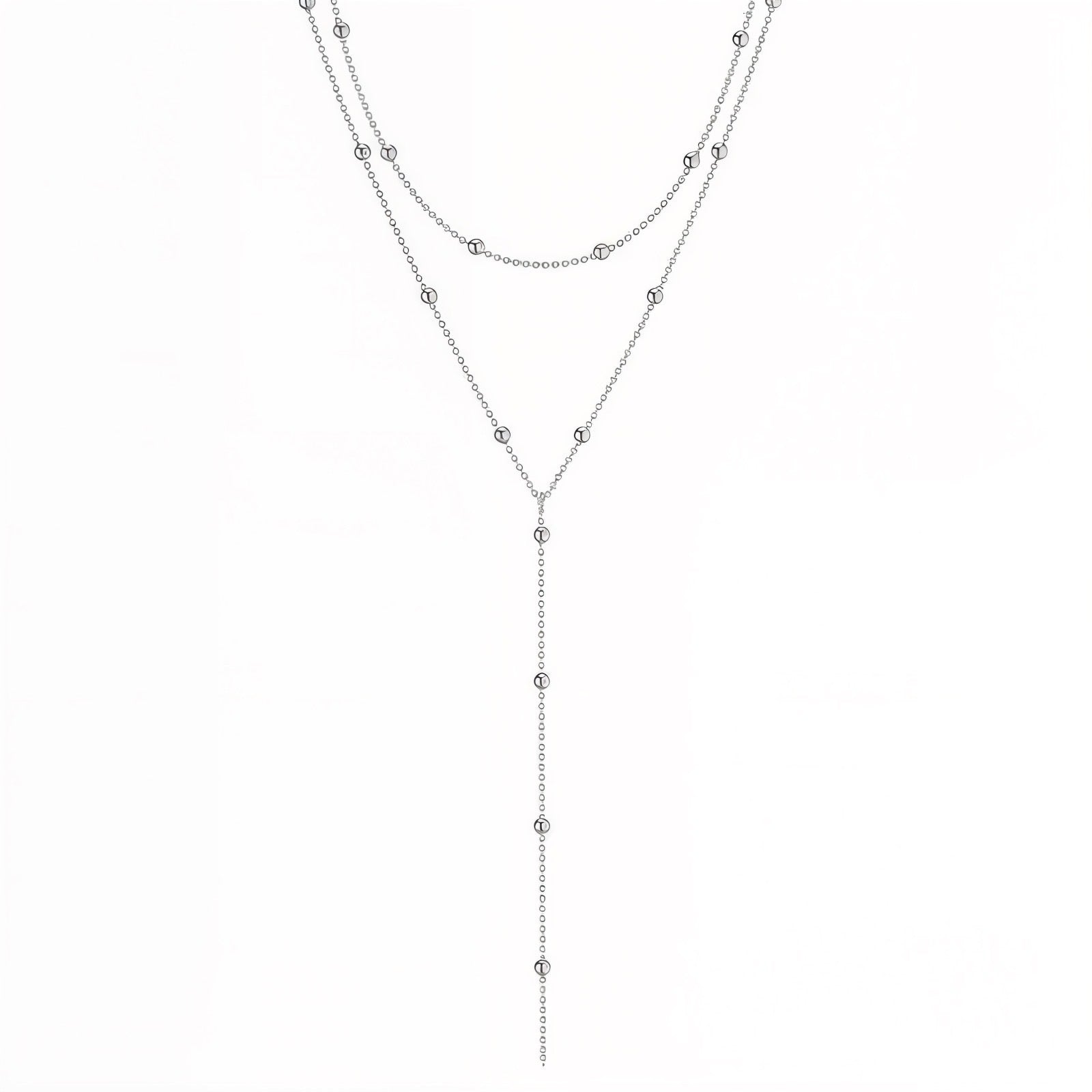 Extra Long Layered Beaded Lariat in Gold or Silver