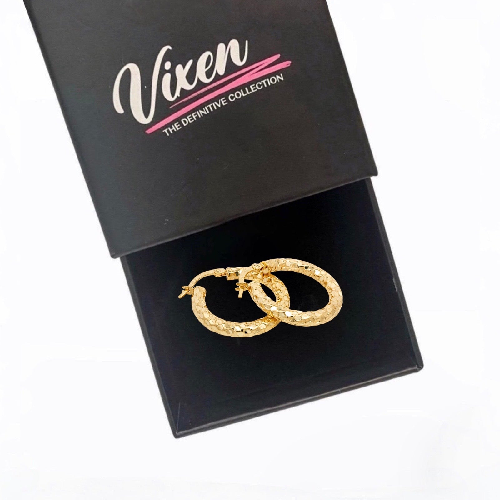 9CT Yellow Gold Textured Fancy Hoop Earrings 21.5mm