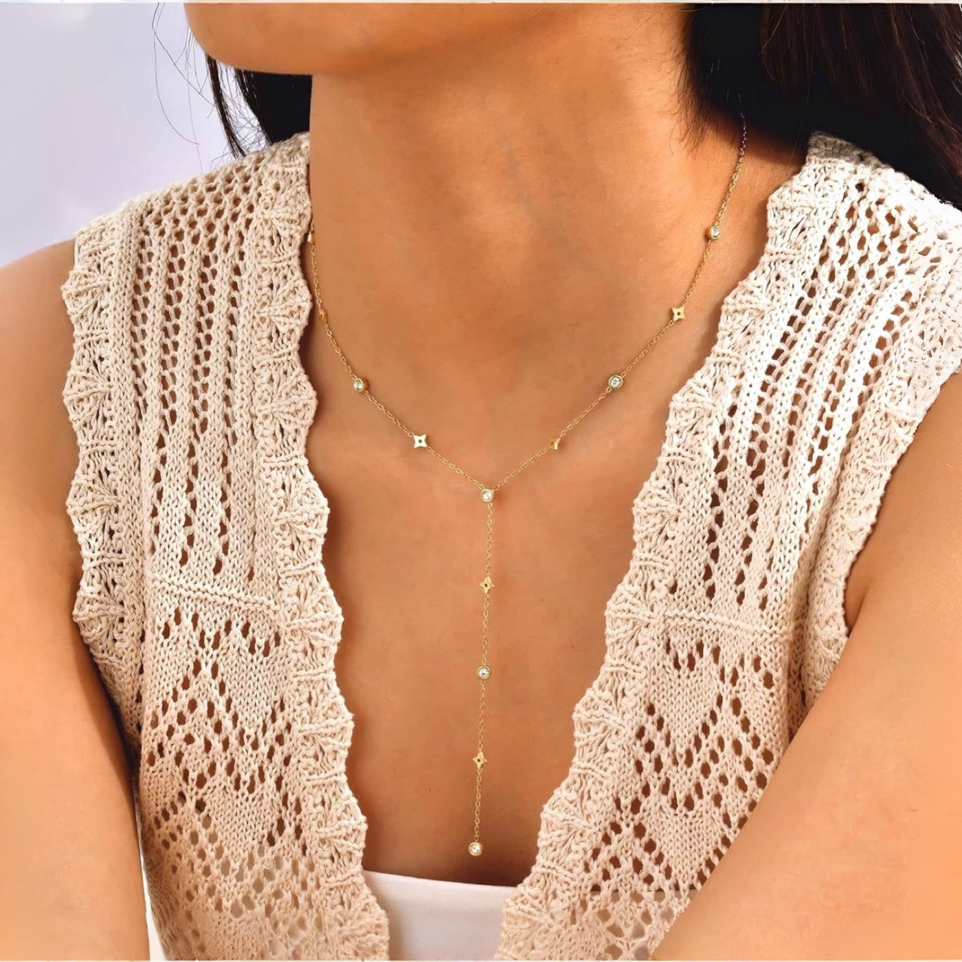 Sexy and Stylish Lariat Necklace in Silver