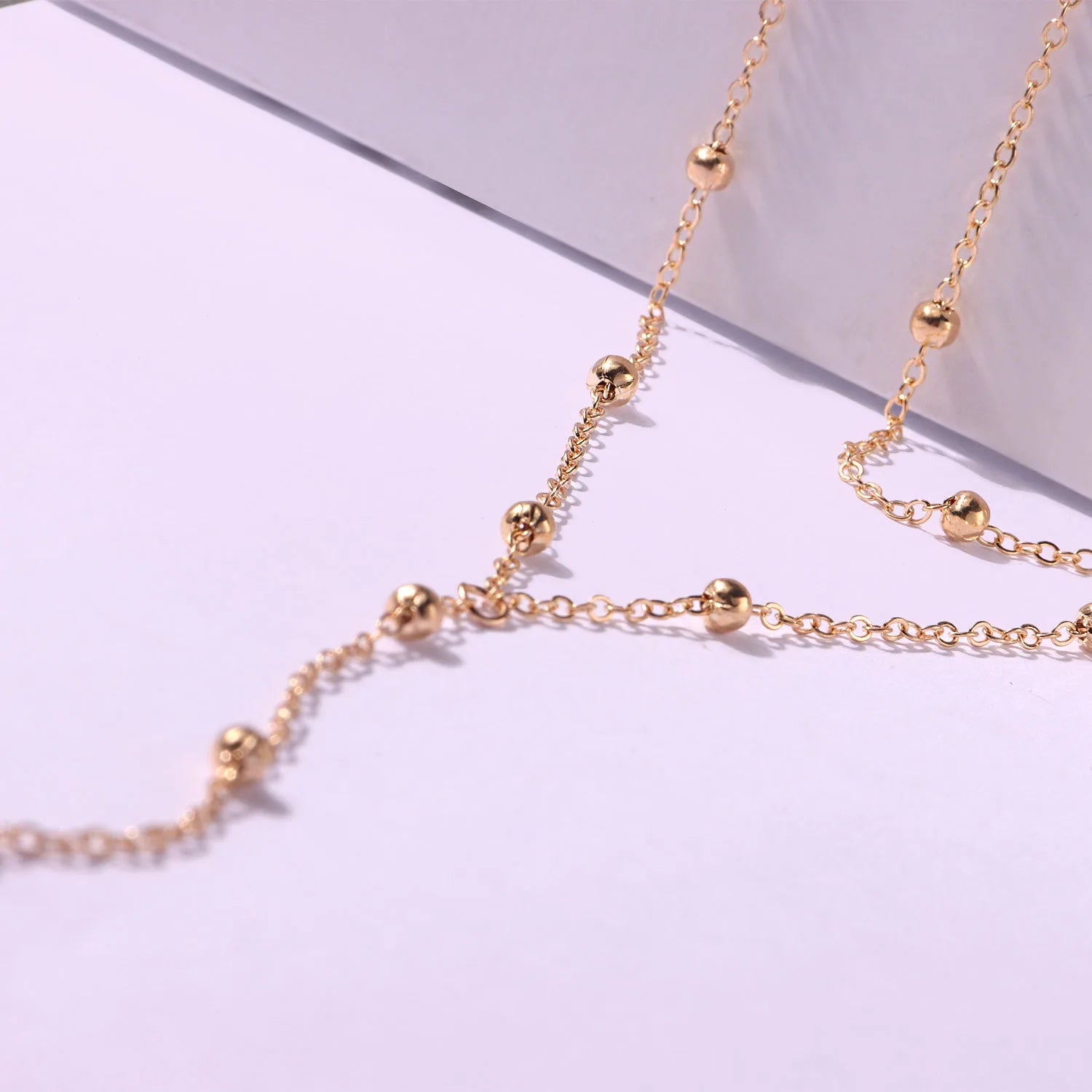 Extra Long Layered Beaded Lariat in Gold or Silver