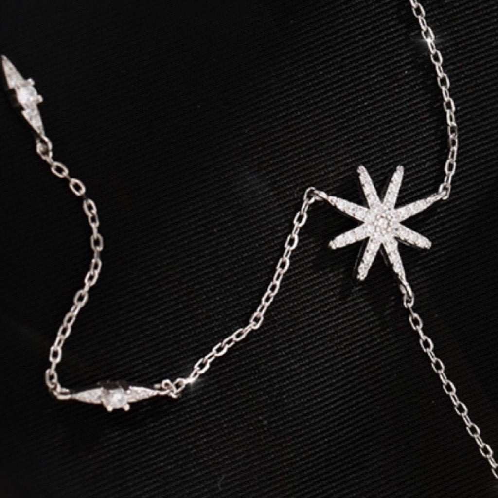 Lariat Flower Necklace In Sterling Silver