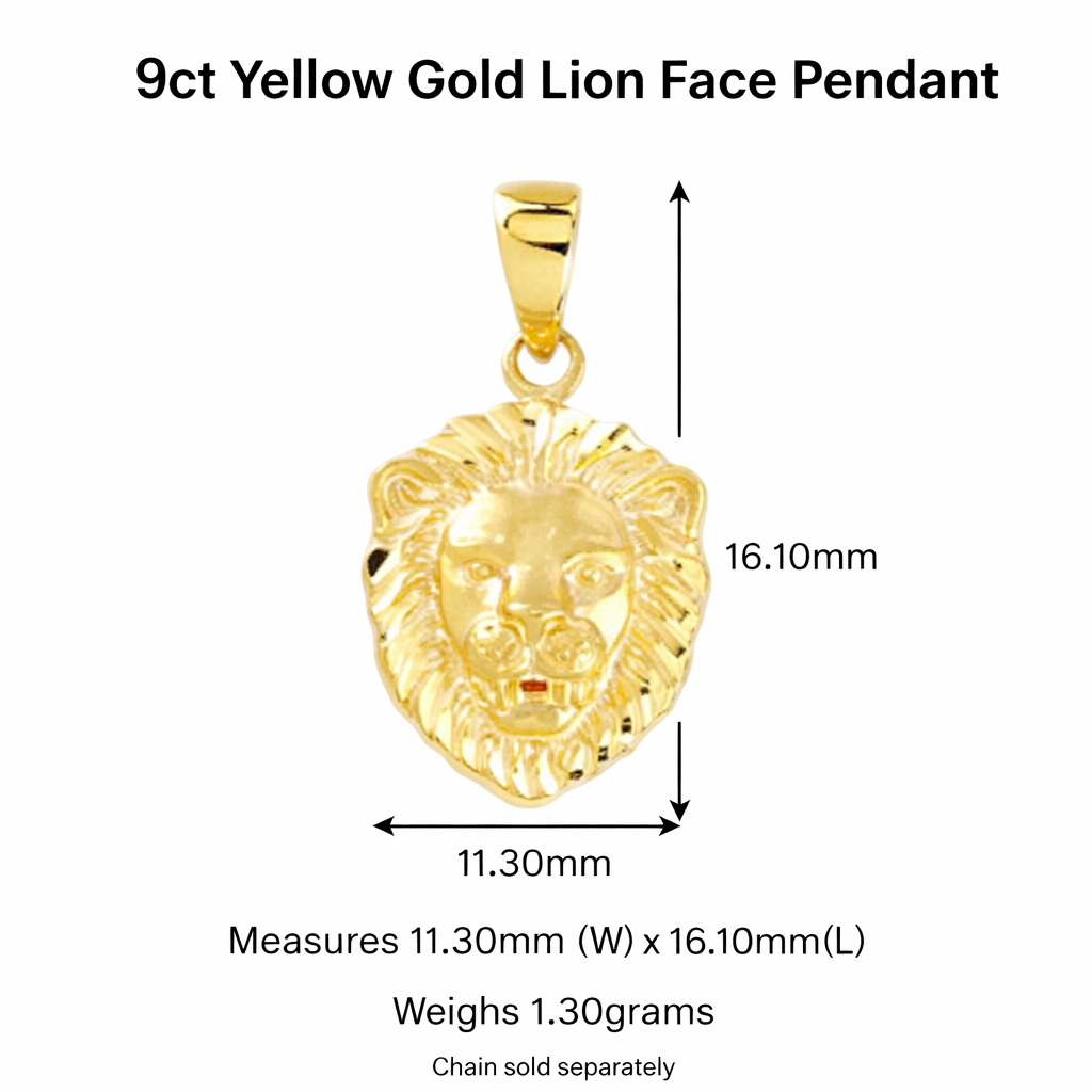 Lion Pendant in 9kt Yellow Gold