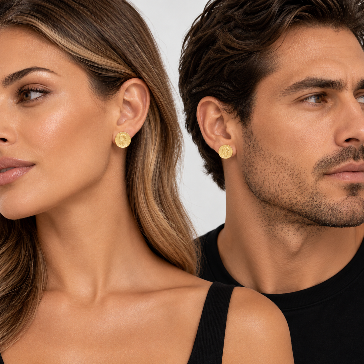 Peso Stud earrings 9ct yellow gold - frameless