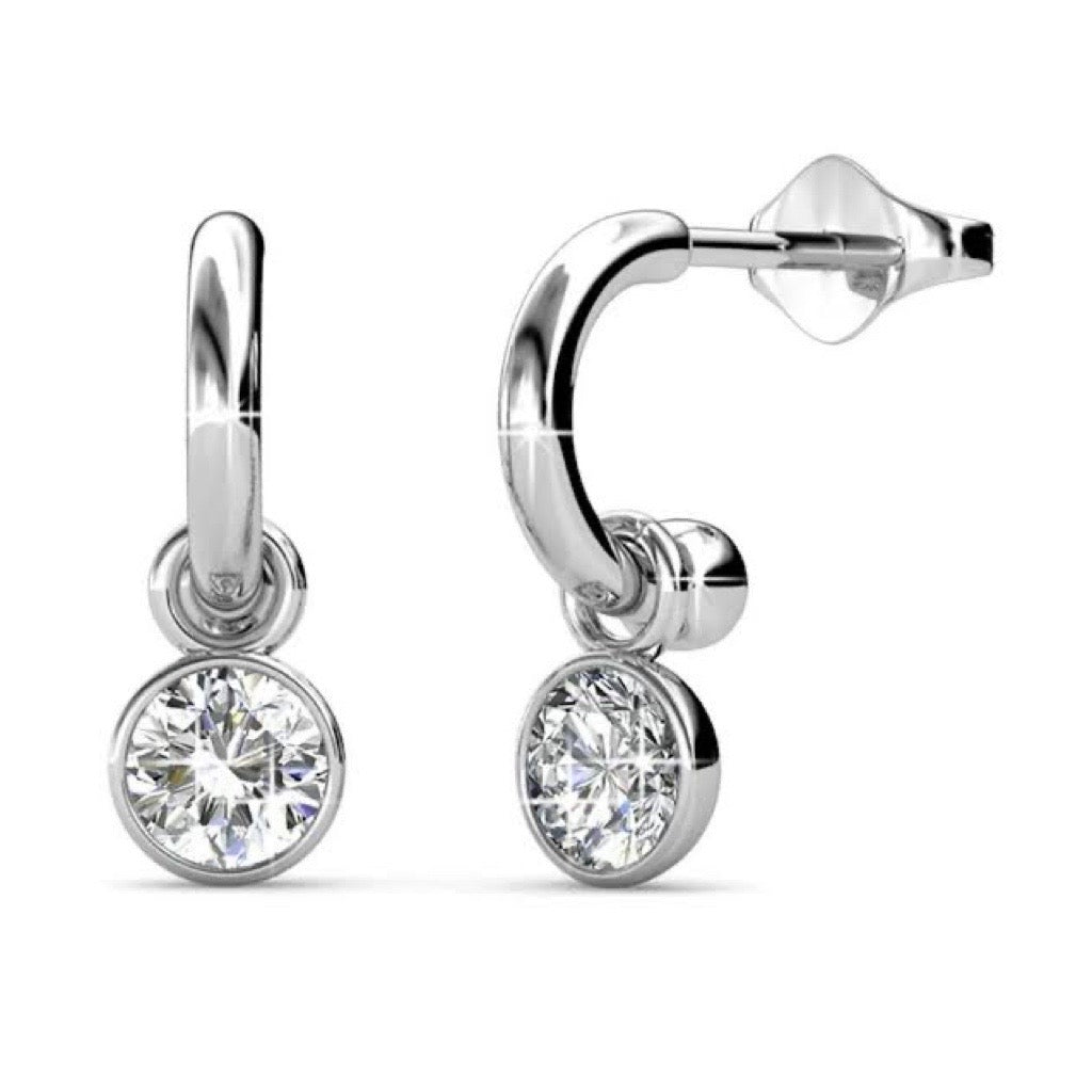 Pretty Women Silver Huggies with CZ Charm