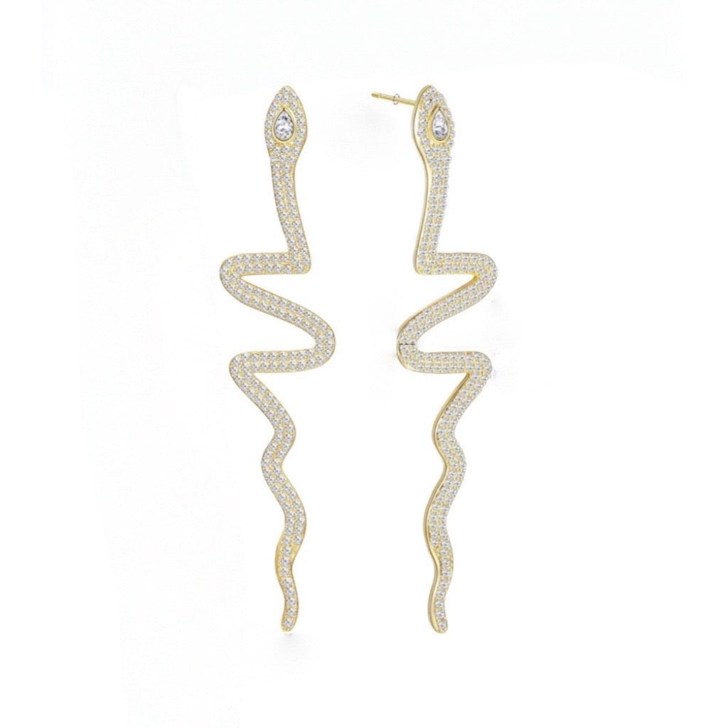 Statement Snake Earrings with cubic zirconias