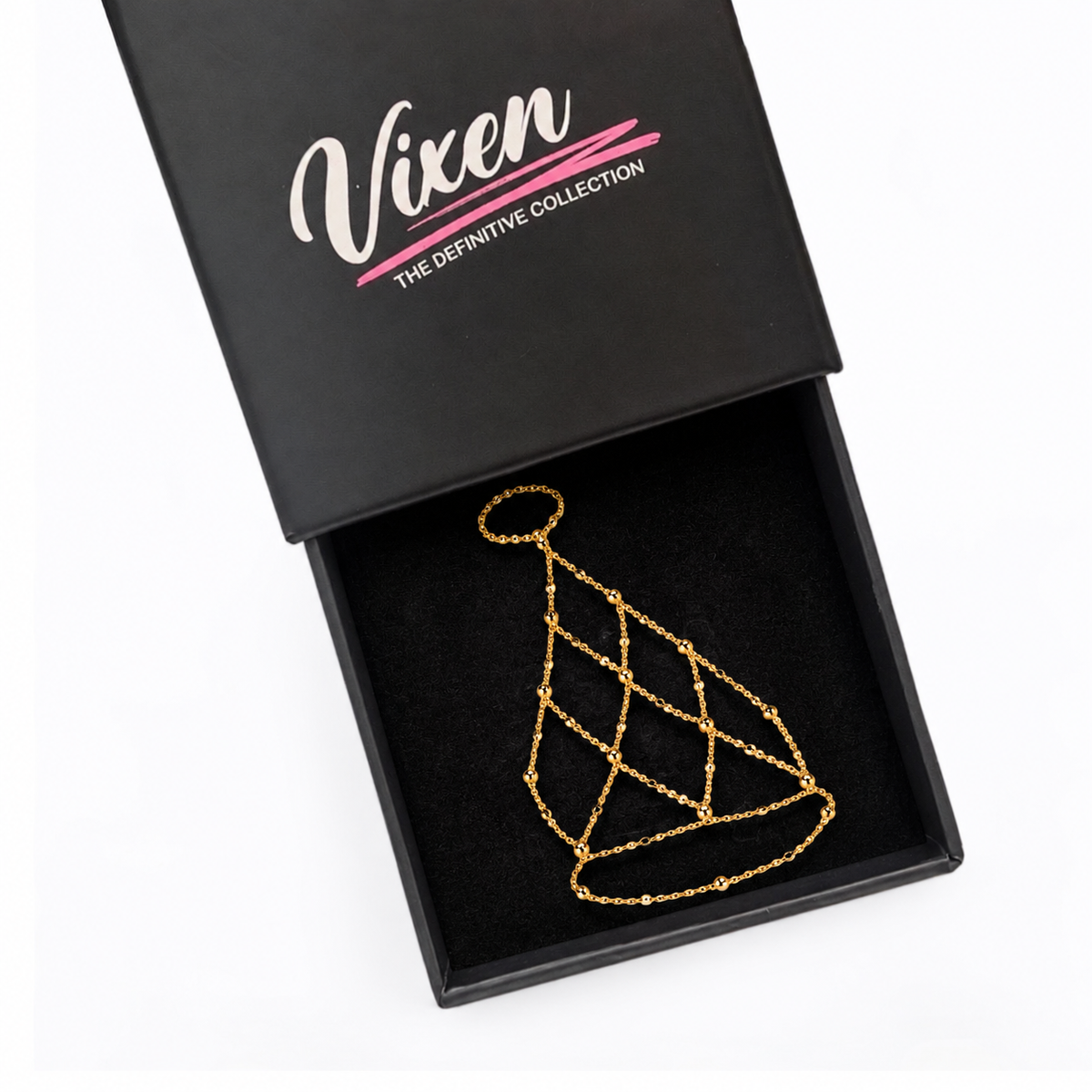 Vixen Gold Plated Diamond Lattice Hand Chain Bracelet